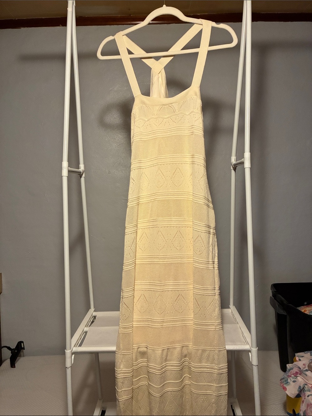 Soft Joie Cream Knit Maxi Dress with Strappy Back